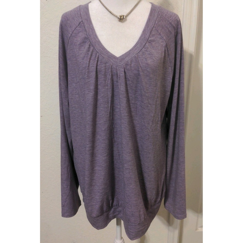 EACHYES Women's Lilac Purple Long Sleeve V-neck Pullover Shirt Size XL NWT